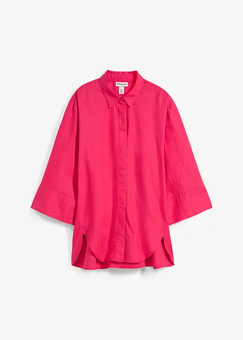 Skjortblus i svalkande linnemix, bonprix