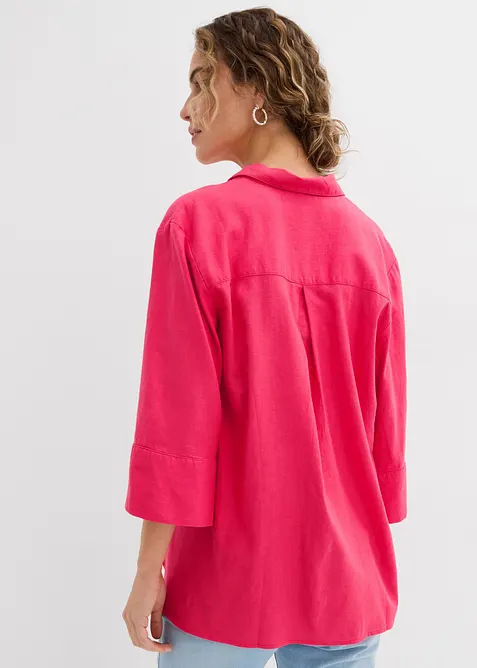 Skjortblus i svalkande linnemix, bonprix