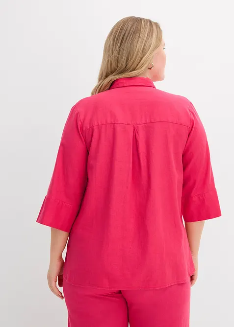 Skjortblus i svalkande linnemix, bonprix