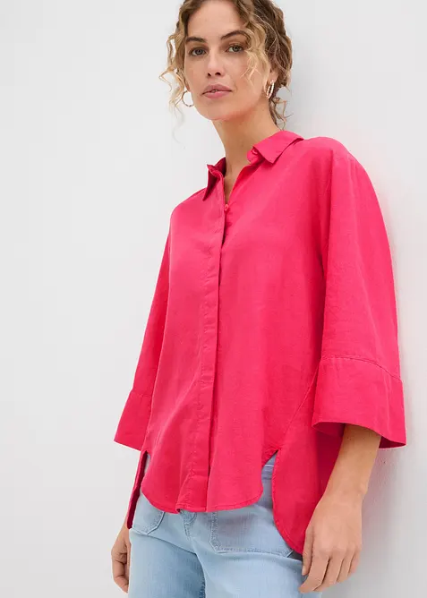 Skjortblus i svalkande linnemix, bonprix