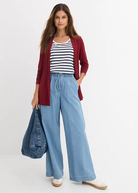 Wide Leg Jeans, Mid Waist, med bekv&auml;m midja, bonprix
