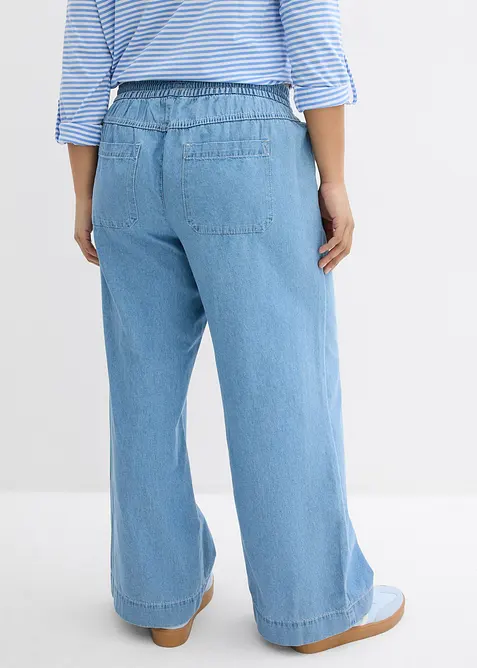 Wide Leg Jeans, Mid Waist, med bekv&auml;m midja, bonprix