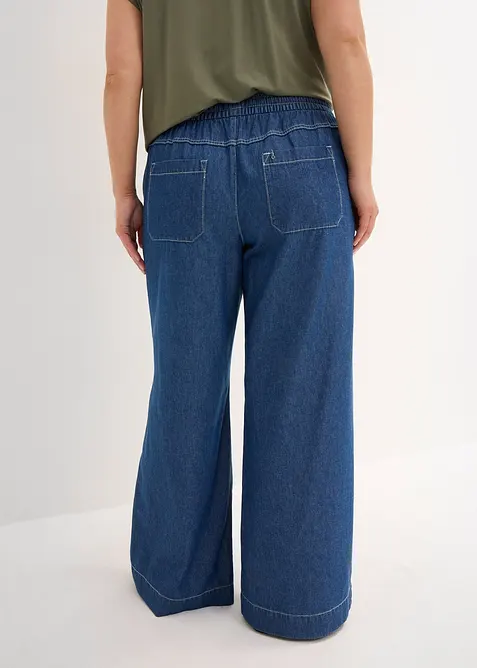 Wide Leg Jeans, Mid Waist, med bekv&auml;m midja, bonprix