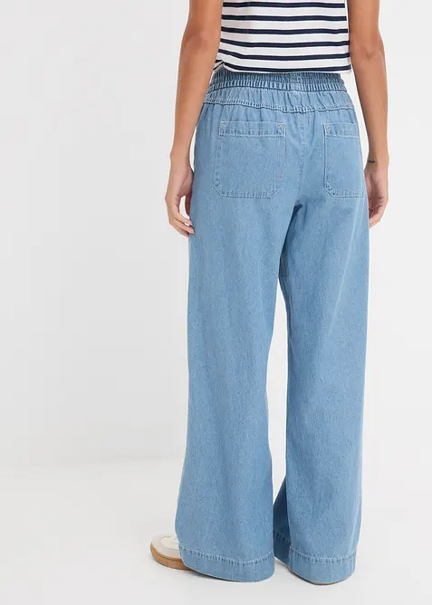Wide Leg Jeans, Mid Waist, med bekv&auml;m midja, bonprix