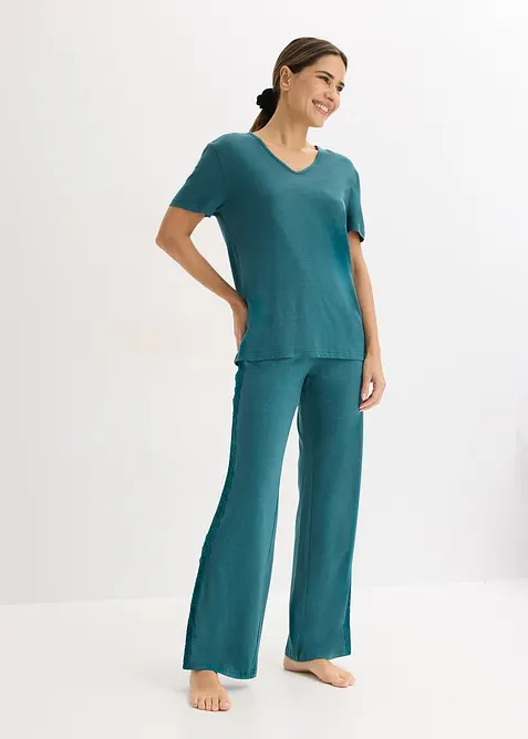 Pyjamas med viskos och spets, bonprix