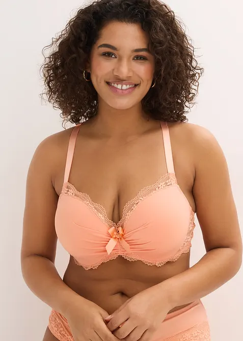 Formpressad BH med blommig spets, bonprix