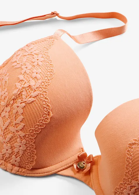 BH med formpressade kupor och bygel, med ekologisk bomull och spets, bonprix