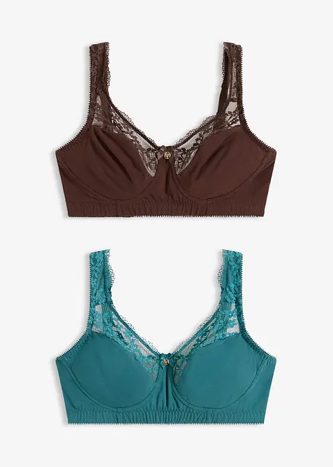 BH utan bygel med ekologisk bomull (2-pack), bonprix