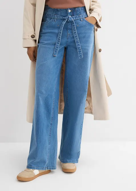 Wide Leg Jeans, High Waist, ekologisk bomull, bonprix