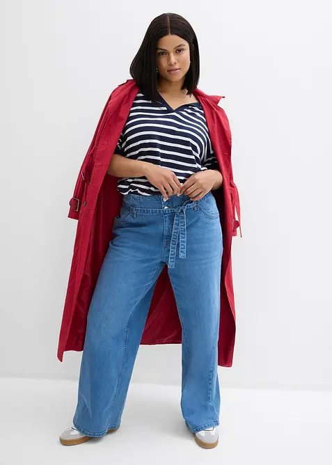 Wide Leg Jeans, High Waist, ekologisk bomull, bonprix