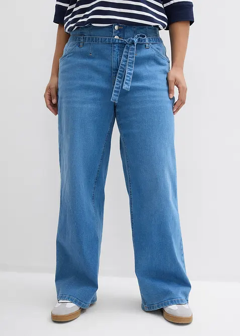 Wide Leg Jeans, High Waist, ekologisk bomull, bonprix