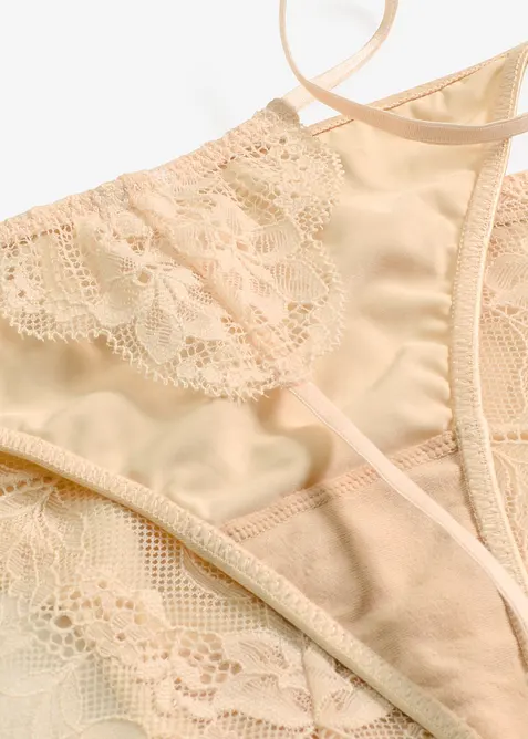 Hipstertrosa + tangastringtrosa med mjuk spets (2 delar), bonprix