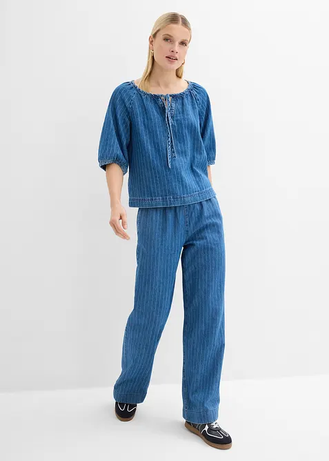 Jeansblus med r&auml;nder, bonprix