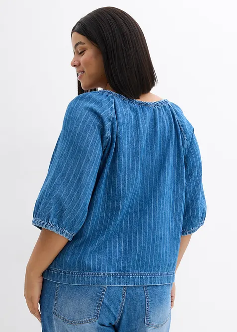 Jeansblus med r&auml;nder, bonprix