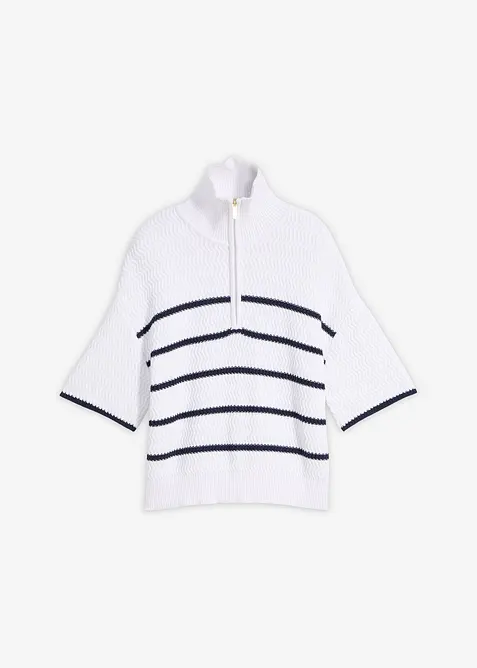 Tr&ouml;ja i bomullsblandning med krage och dragkedja, bonprix