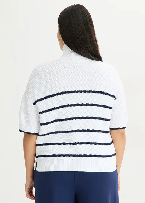 Tr&ouml;ja i bomullsblandning med krage och dragkedja, bonprix