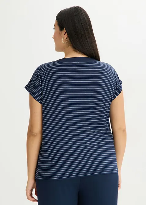 Topp av mjuk viskos med satindetaljer, bonprix