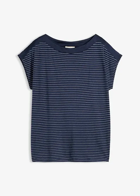 Topp av mjuk viskos med satindetaljer, bonprix