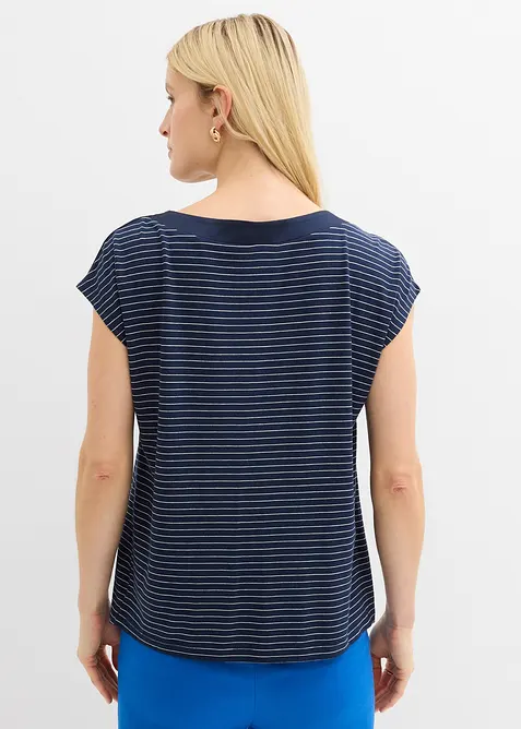 Topp av mjuk viskos med satindetaljer, bonprix