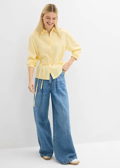 Skjortblus i mjuk viskosmix, bonprix