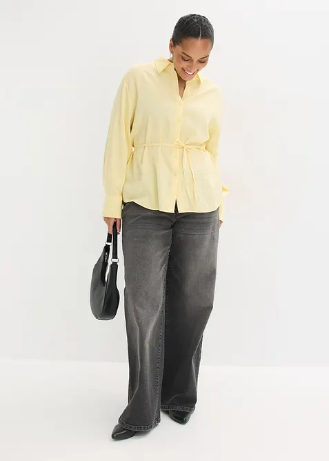 Skjortblus i mjuk viskosmix, bonprix