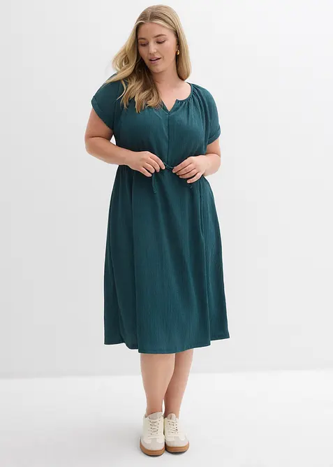 Jerseykl&auml;nning med &aring;tervunnen polyester och fint fall, bonprix