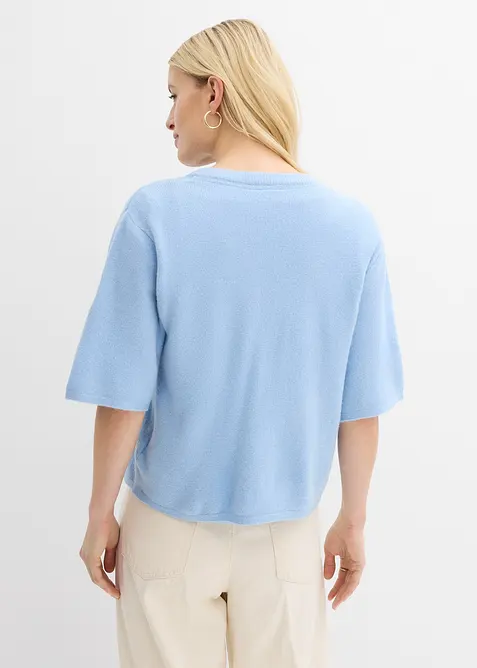 Finstickad cardigan med rosetter, bonprix