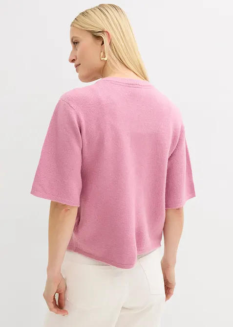 Finstickad cardigan med rosetter, bonprix