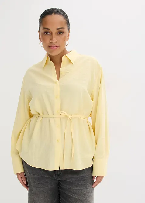 Skjortblus i mjuk viskosmix, bonprix