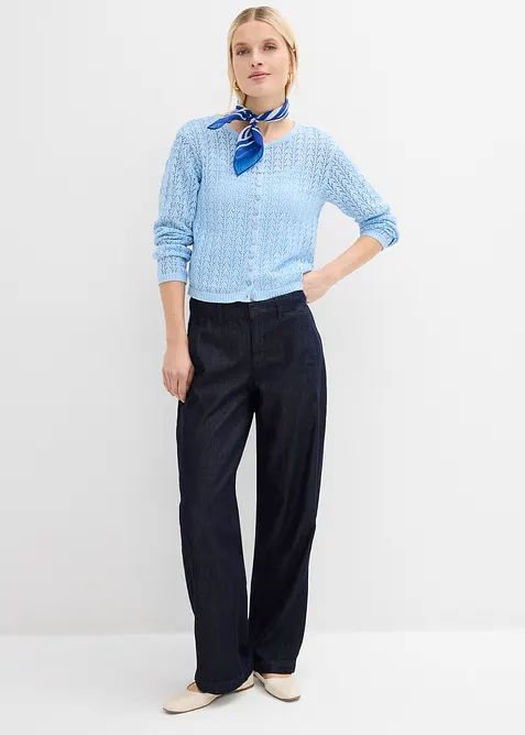 Cardigan med h&aring;lm&ouml;nster, av ren bomull, bonprix