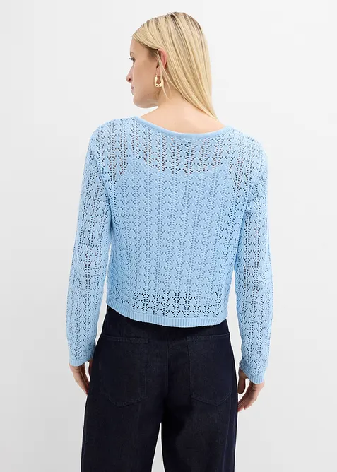 Cardigan med h&aring;lm&ouml;nster, av ren bomull, bonprix