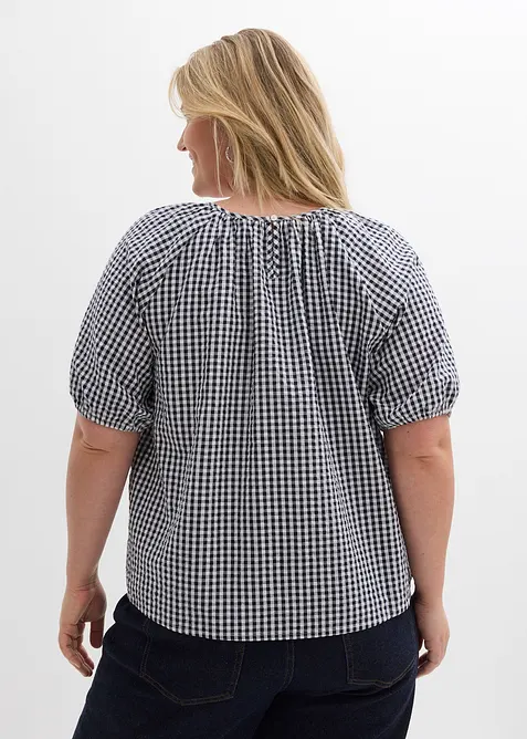 Kort&auml;rmad blus i ren bomull, bonprix