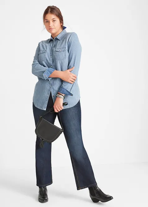 Jeansskjorta med l&aring;nga &auml;rmar, bonprix