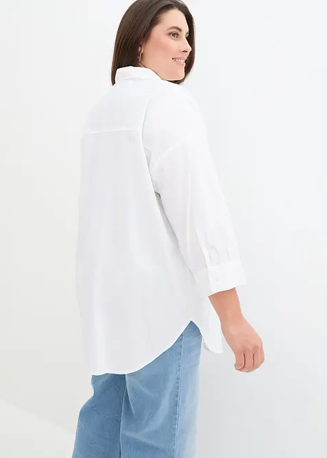 Oversizeskjorta i bomull med 3/4-&auml;rm, bonprix