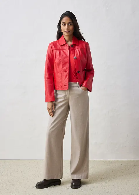 Kort skinnjacka i lammnappa, bonprix