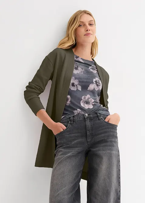 L&aring;ng trik&aring;jacka av mjuk bomullsmix, bonprix