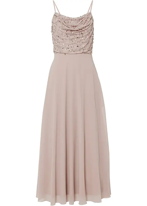 Kl&auml;nning med smala axelband och paljettapplikation, bonprix