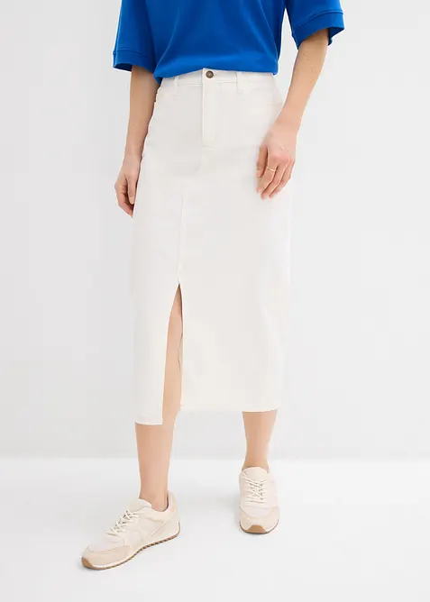 Jeanskjol i midil&auml;ngd, bonprix