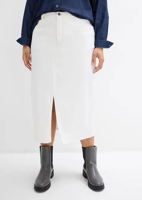 Jeanskjol i midil&auml;ngd, bonprix