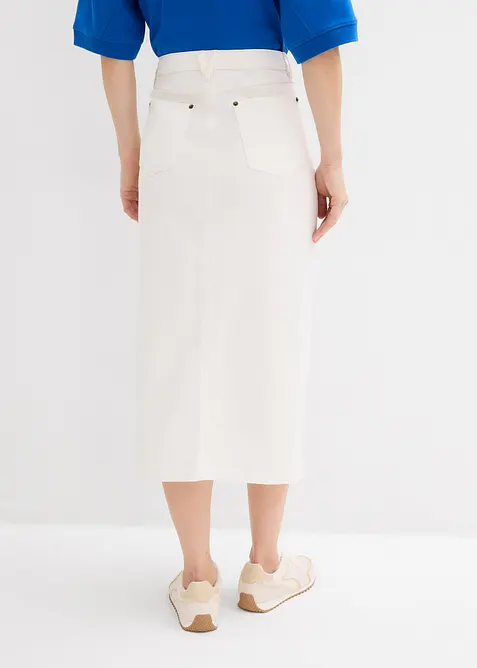 Jeanskjol i midil&auml;ngd, bonprix