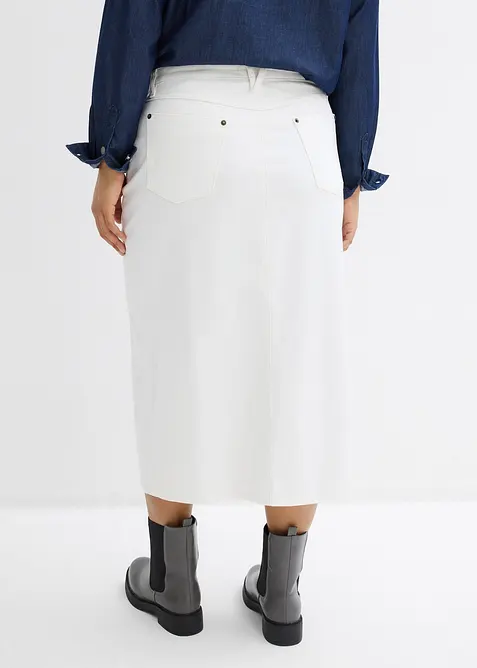 Jeanskjol i midil&auml;ngd, bonprix