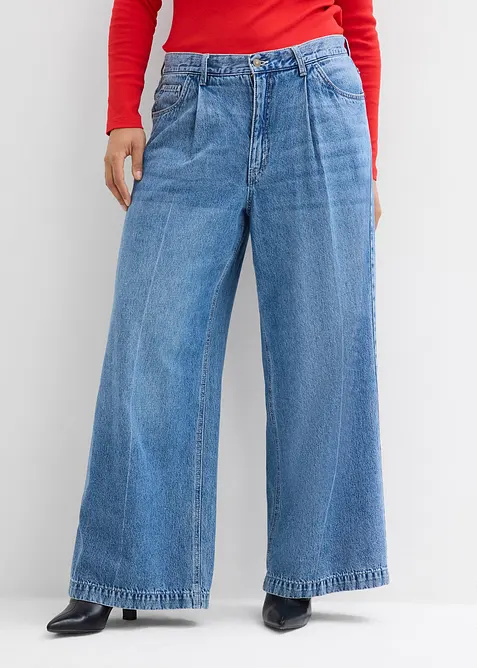 Super Wide Leg Jeans Mid Waist, bonprix