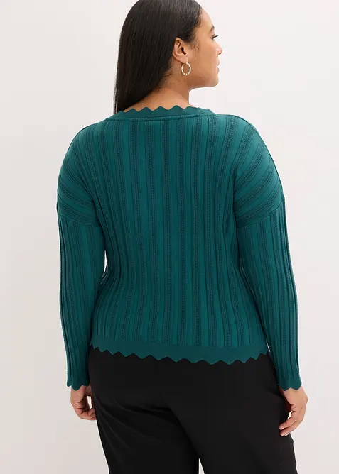 Kort h&aring;lm&ouml;nstrad cardigan, bonprix
