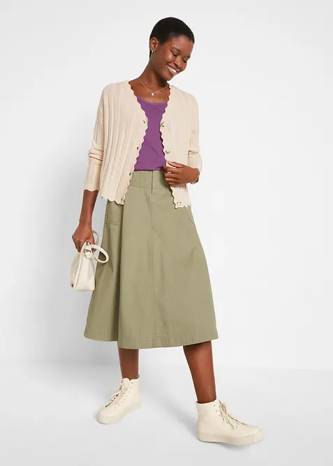 Kort h&aring;lm&ouml;nstrad cardigan, bonprix