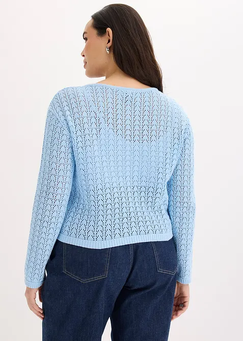 Cardigan med h&aring;lm&ouml;nster, av ren bomull, bonprix