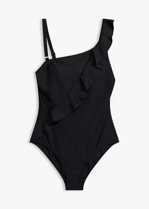 Baddr&auml;kt med ena axeln bar och volang, bonprix