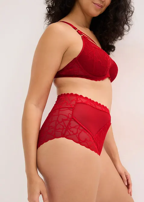 Midjetrosa med hj&auml;rtm&ouml;nstrad spets, bonprix