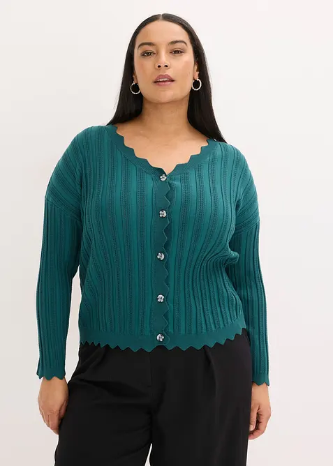 Kort h&aring;lm&ouml;nstrad cardigan, bonprix