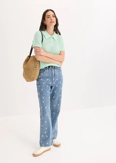 H&aring;lm&ouml;nstrad tr&ouml;ja i bomull, bonprix