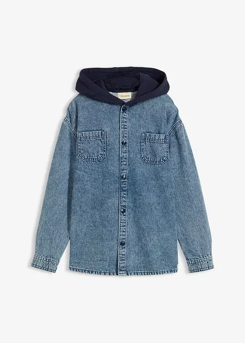 Jeansjacka med trik&aring;huva, bonprix